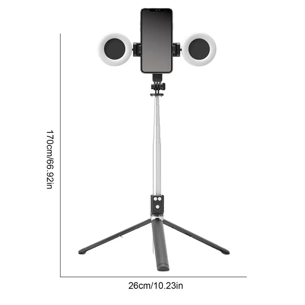 6-in-1 Selfie Stick Tripod with Dual Lights & Remote (67”)