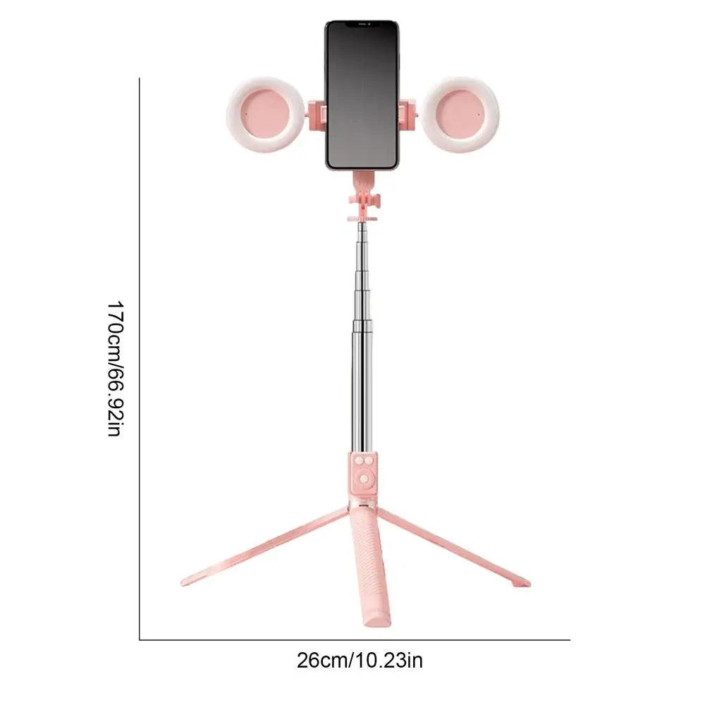 6-in-1 Selfie Stick Tripod with Dual Lights & Remote (67”)