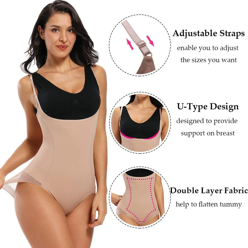 ShapeEase Sculpting Waist Trainer Bodysuit – Firm Tummy Control Shapewear for Women