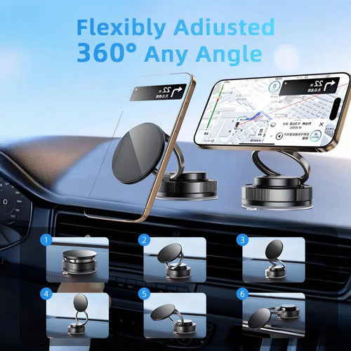 360° Magnetic Car Phone Holder – Strong Vacuum Mount