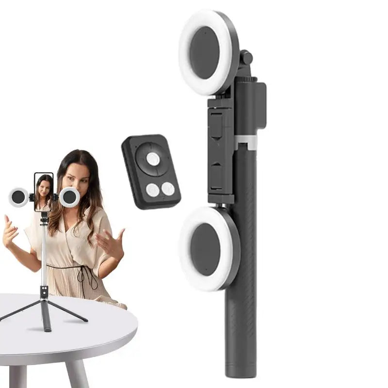 6-in-1 Selfie Stick Tripod with Dual Lights & Remote (67”)