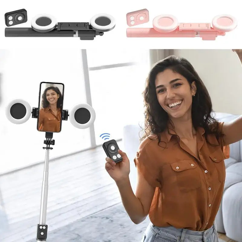6-in-1 Selfie Stick Tripod with Dual Lights & Remote (67”)