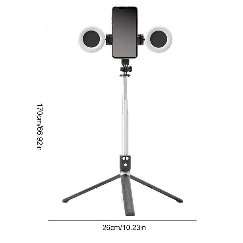 6-in-1 Selfie Stick Tripod with Dual Lights & Remote (67”)